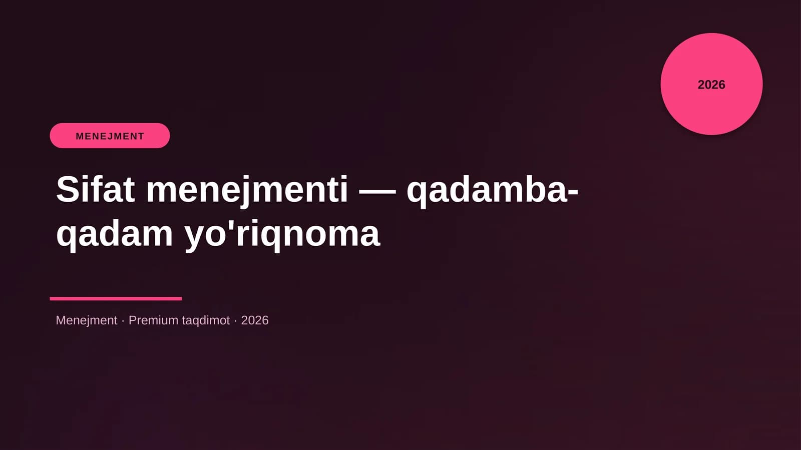 Sifat menejmenti — qadamba-qadam yo'riqnoma