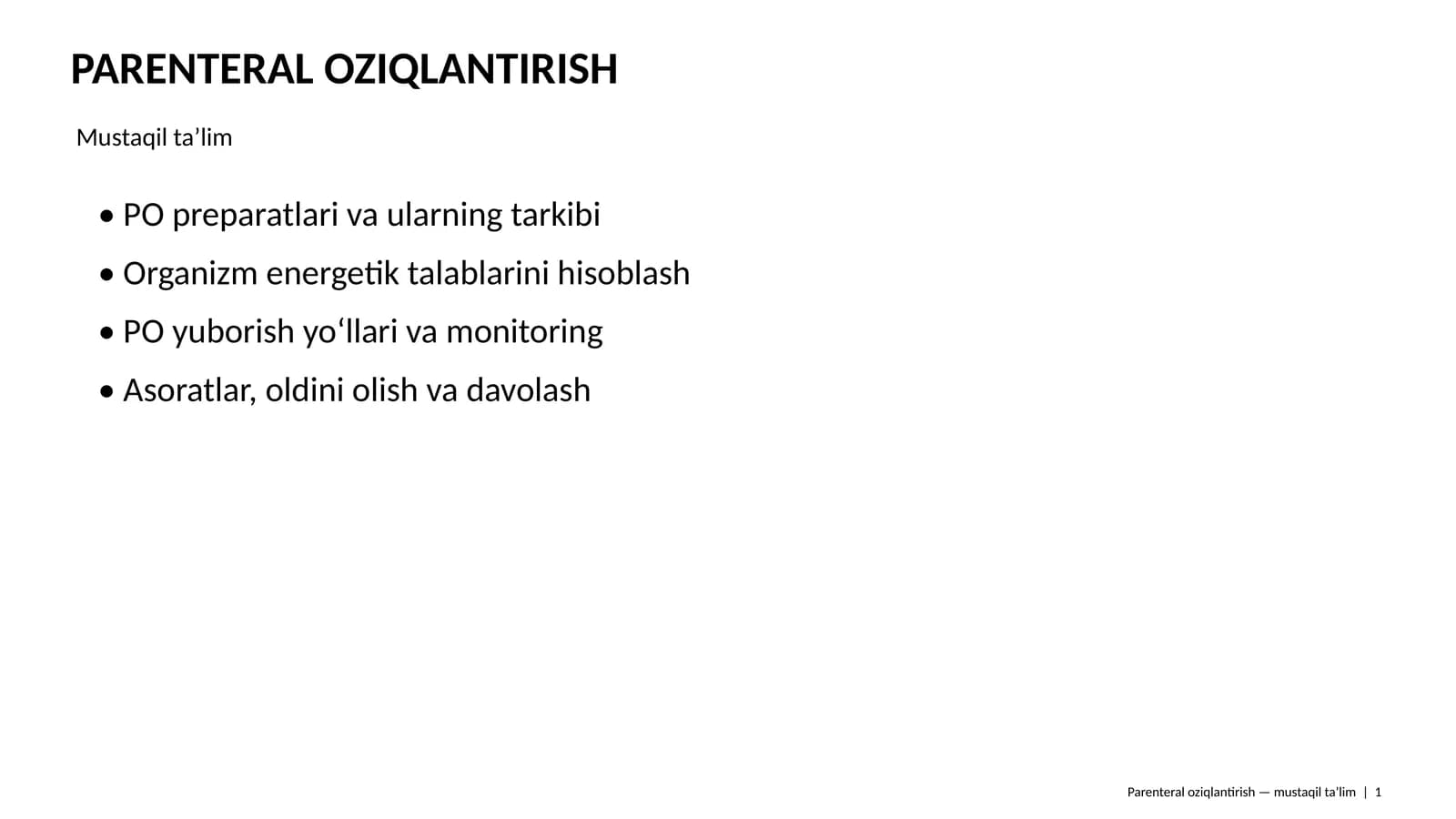 Parenteral Oziqlantirish