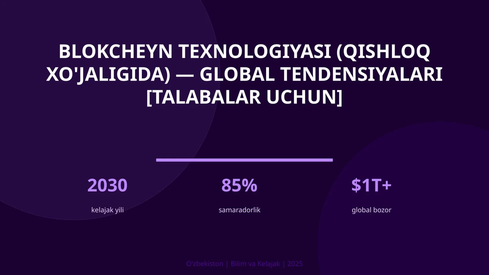 Blokcheyn texnologiyasi (qishloq xo'jaligida) — global tendensiyalari [talabalar uchun]