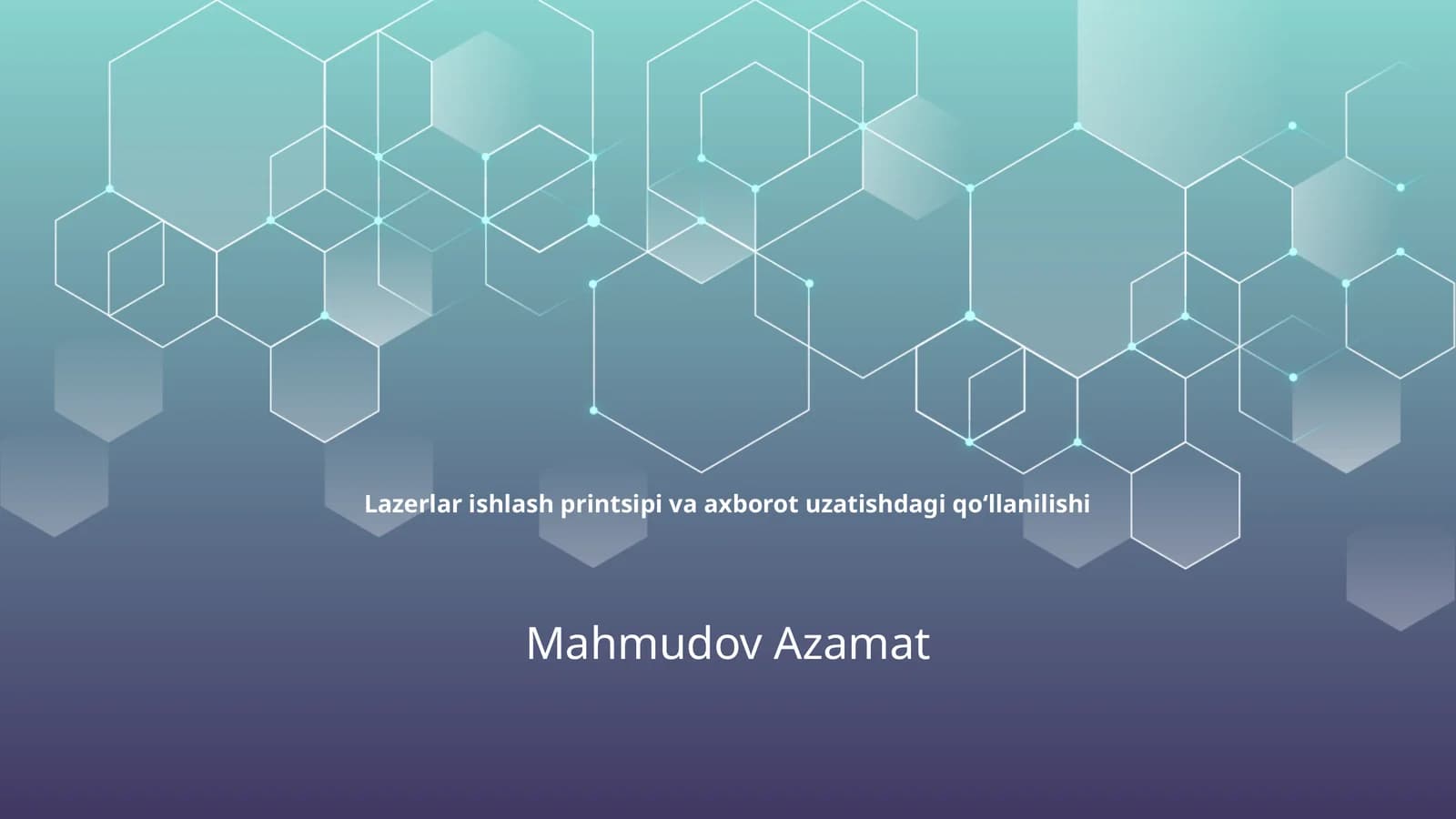 Lazerlar ishlash printsipi va axborot uzatishdagi qoʻllanilishi