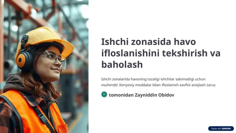 Ishchi zonasida havo ifloslanishini tekshirish va baholash