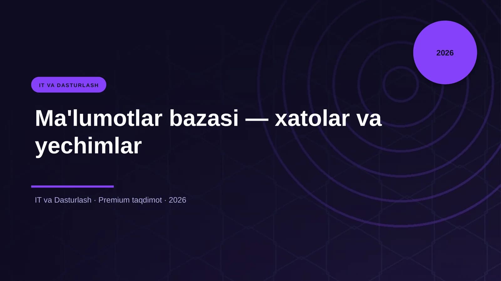 Ma'lumotlar bazasi — xatolar va yechimlar