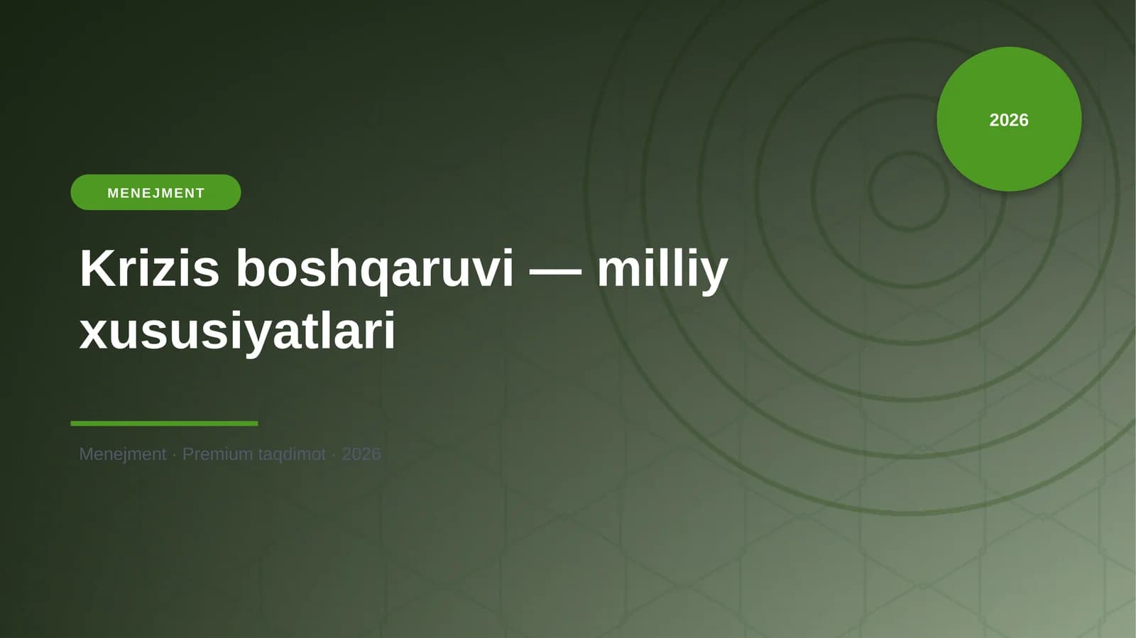 Krizis boshqaruvi — milliy xususiyatlari
