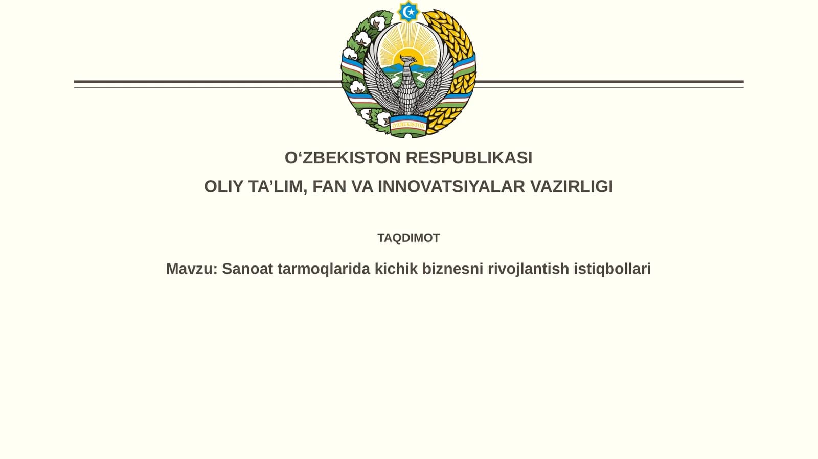 Sanoattarmoqlaridakichikbiznesnirivojlantishistiqbollari