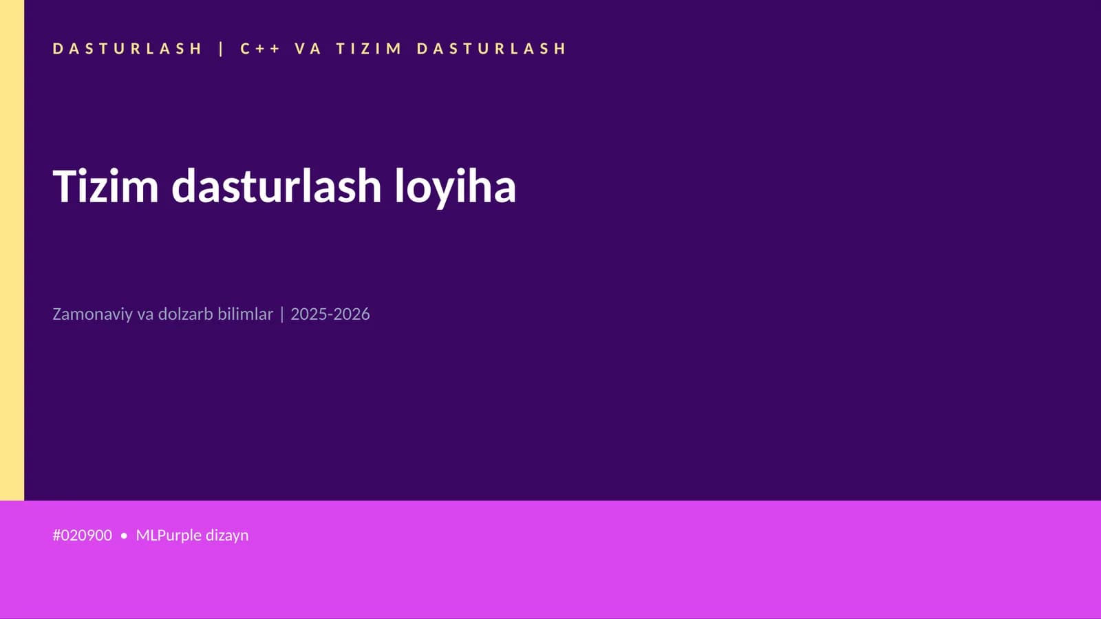 DASTURLASH | C++ VA TIZIM DASTURLASH