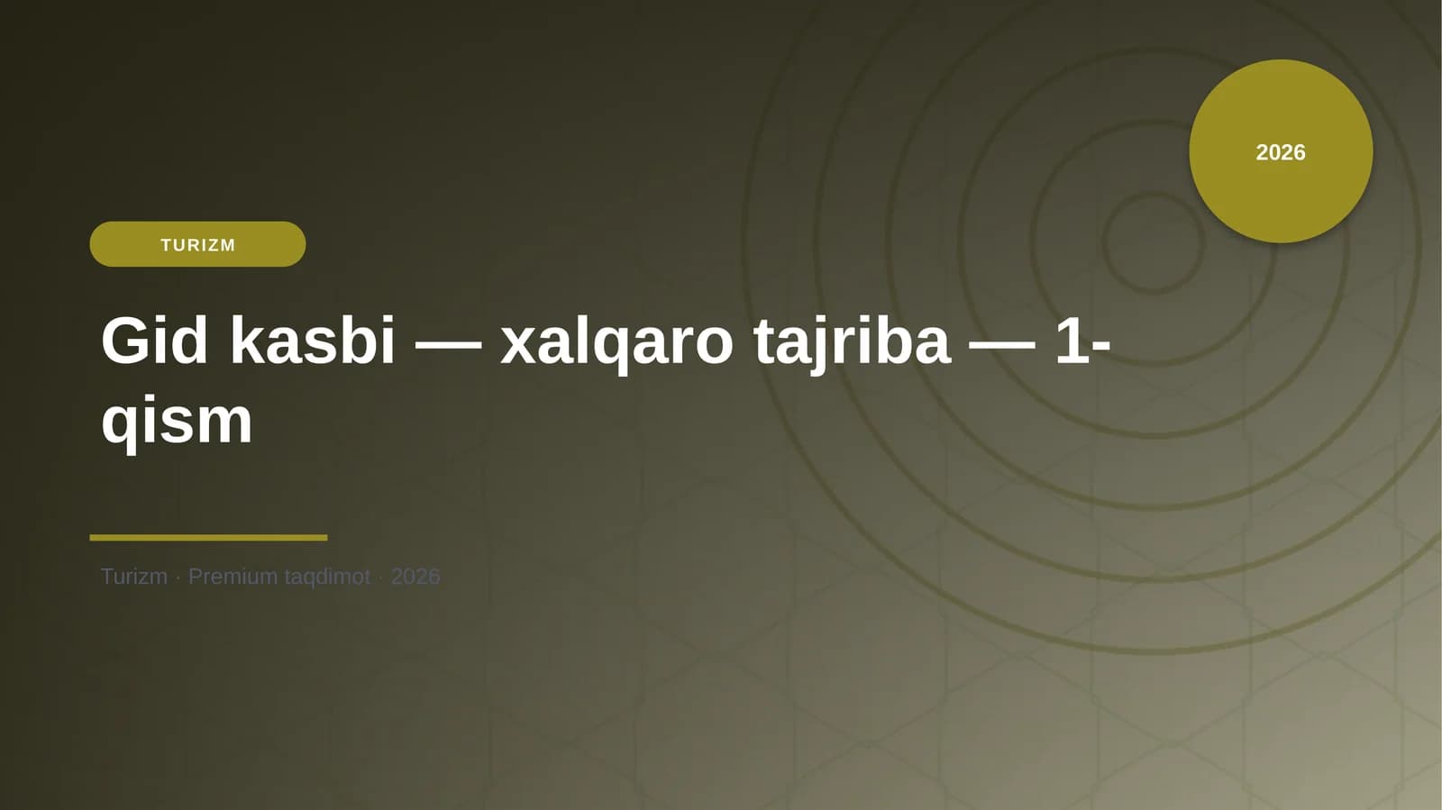 Gid kasbi — xalqaro tajriba — 1-qism