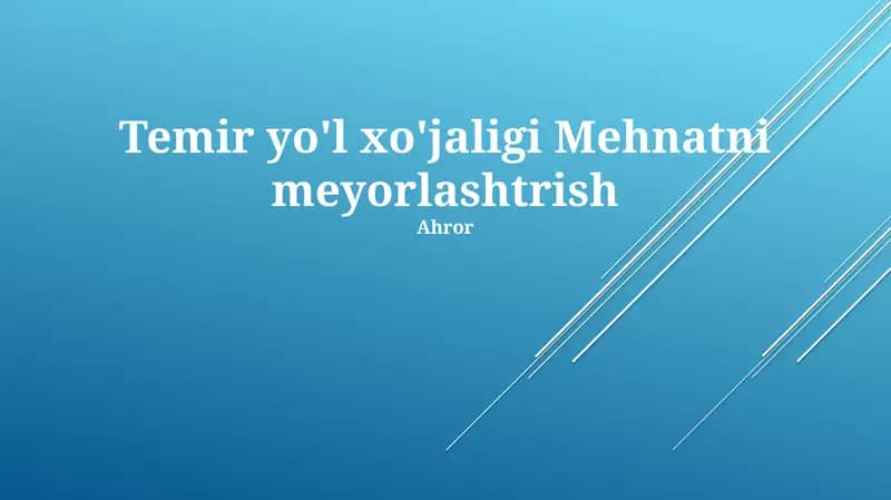 Temir yo'l xo'jaligi Mehnatni meyorlashtrish