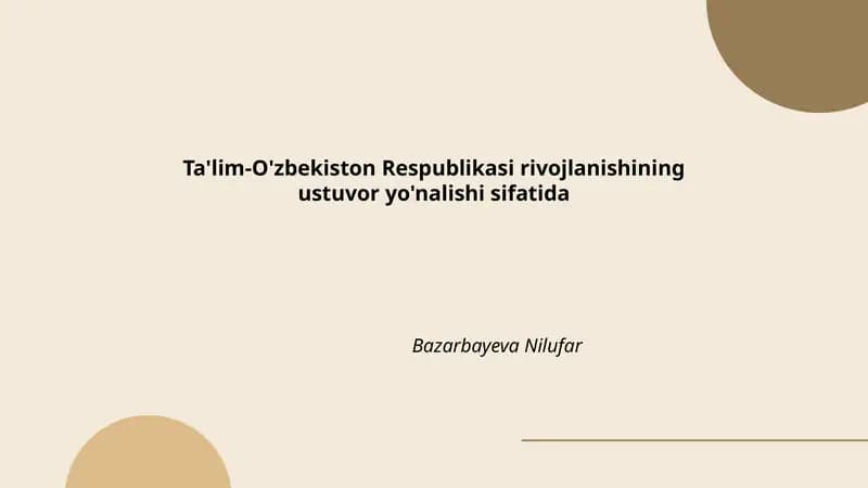 Ta'lim tizimining modernizatsiyasi
