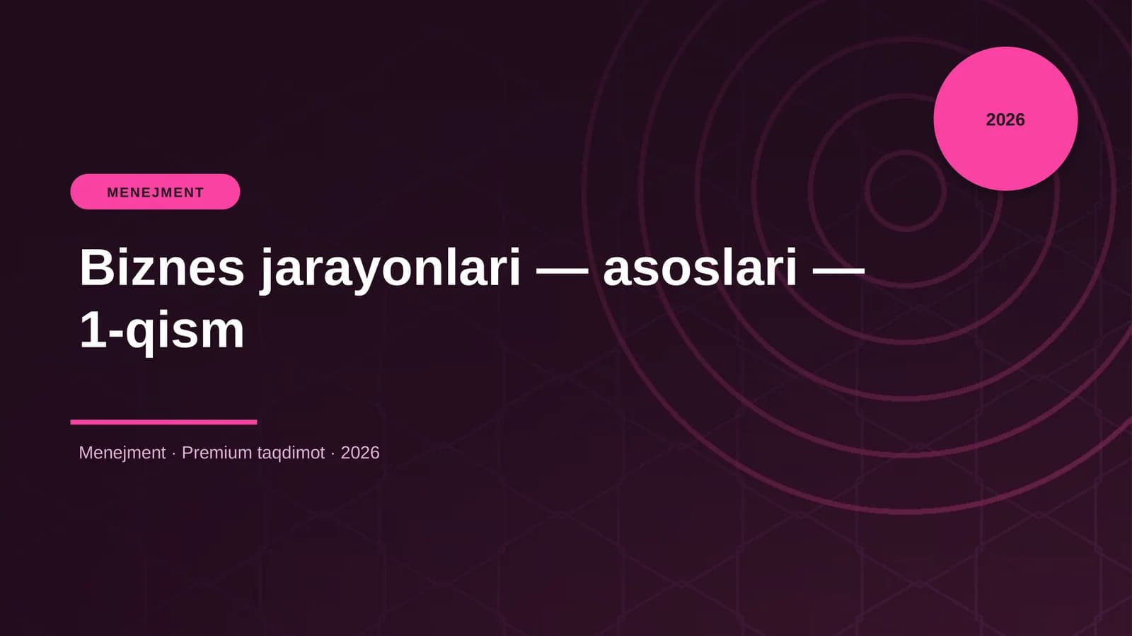 Biznes jarayonlari — asoslari — 1-qism
