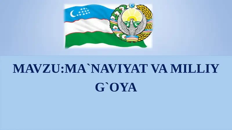 MA`NAVIYAT VA MILLIY G`OYA