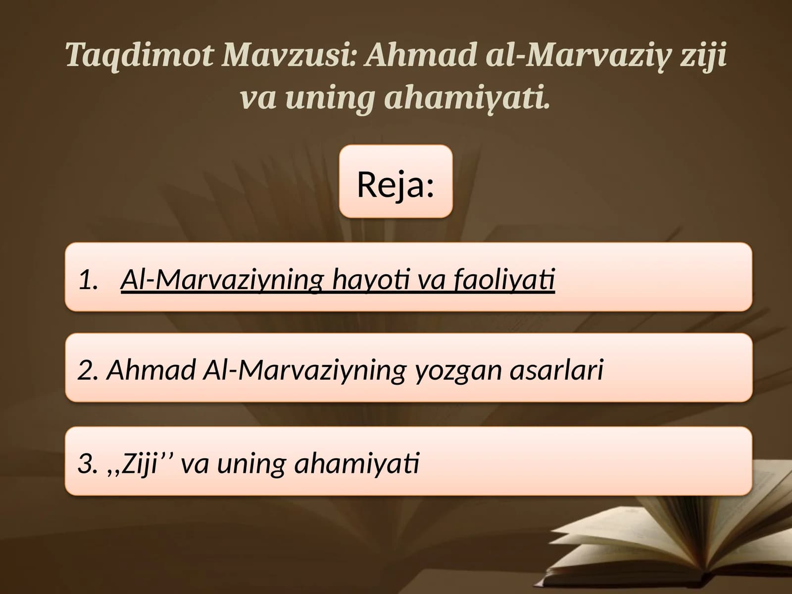 Ahmad al-Marvaziy ziji va uning ahamiyati