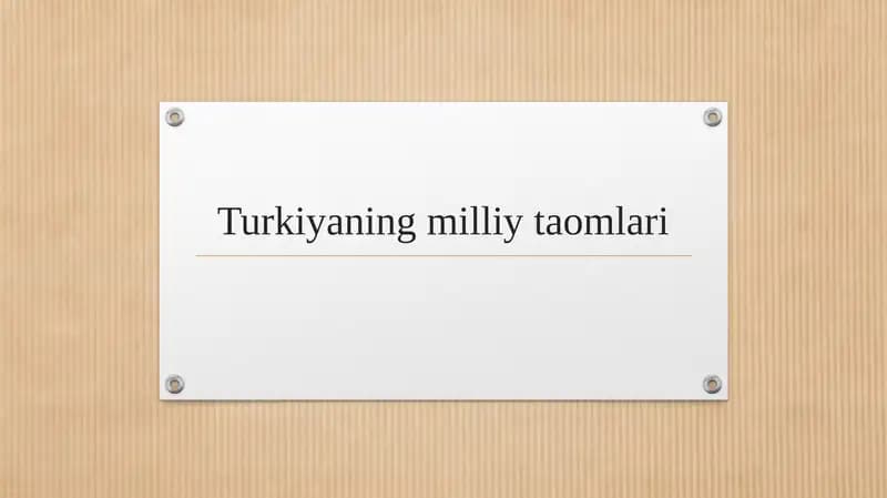 Turkiyaning milliy taomlari
