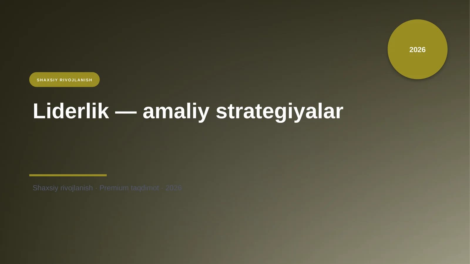 Liderlik — amaliy strategiyalar
