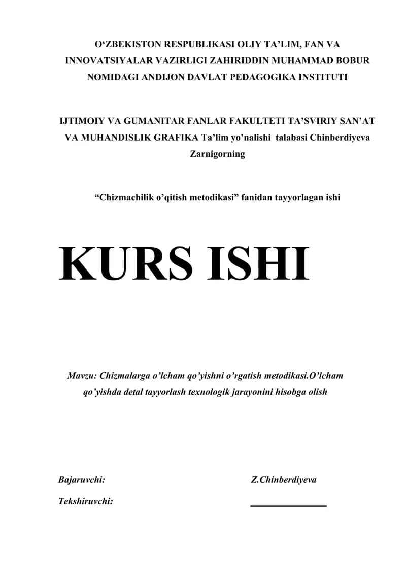 Chizmachilik o’qitish metodikasi