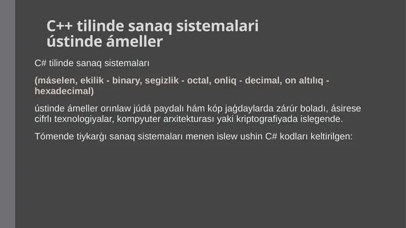 C# programmalastiriw