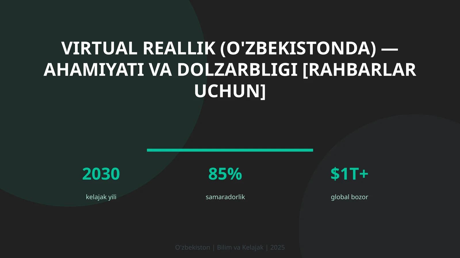 Virtual reallik (O'zbekistonda) — ahamiyati va dolzarbligi [rahbarlar uchun]