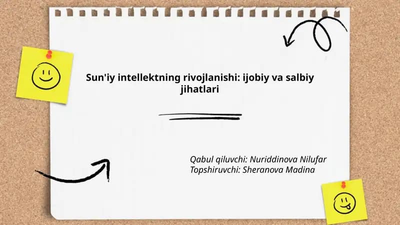 Sun'iy intellektning rivojlanishi: ijobiy va salbiy jihatlari