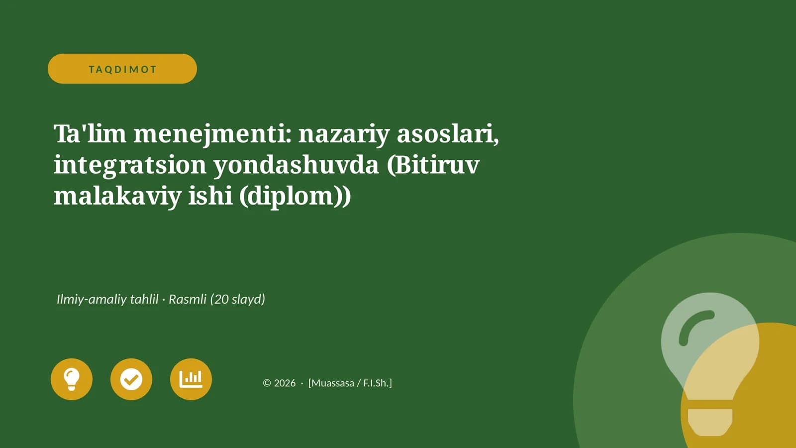 Ta'lim menejmenti: nazariy asoslari, integratsion yondashuvda (Bitiruv malakaviy ishi (diplom))