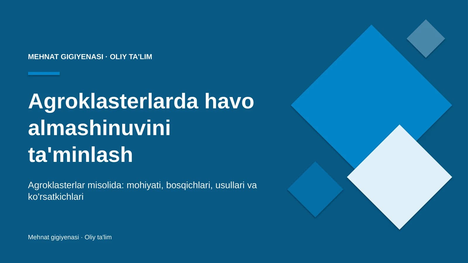 Agroklasterlarda havo almashinuvini ta'minlash