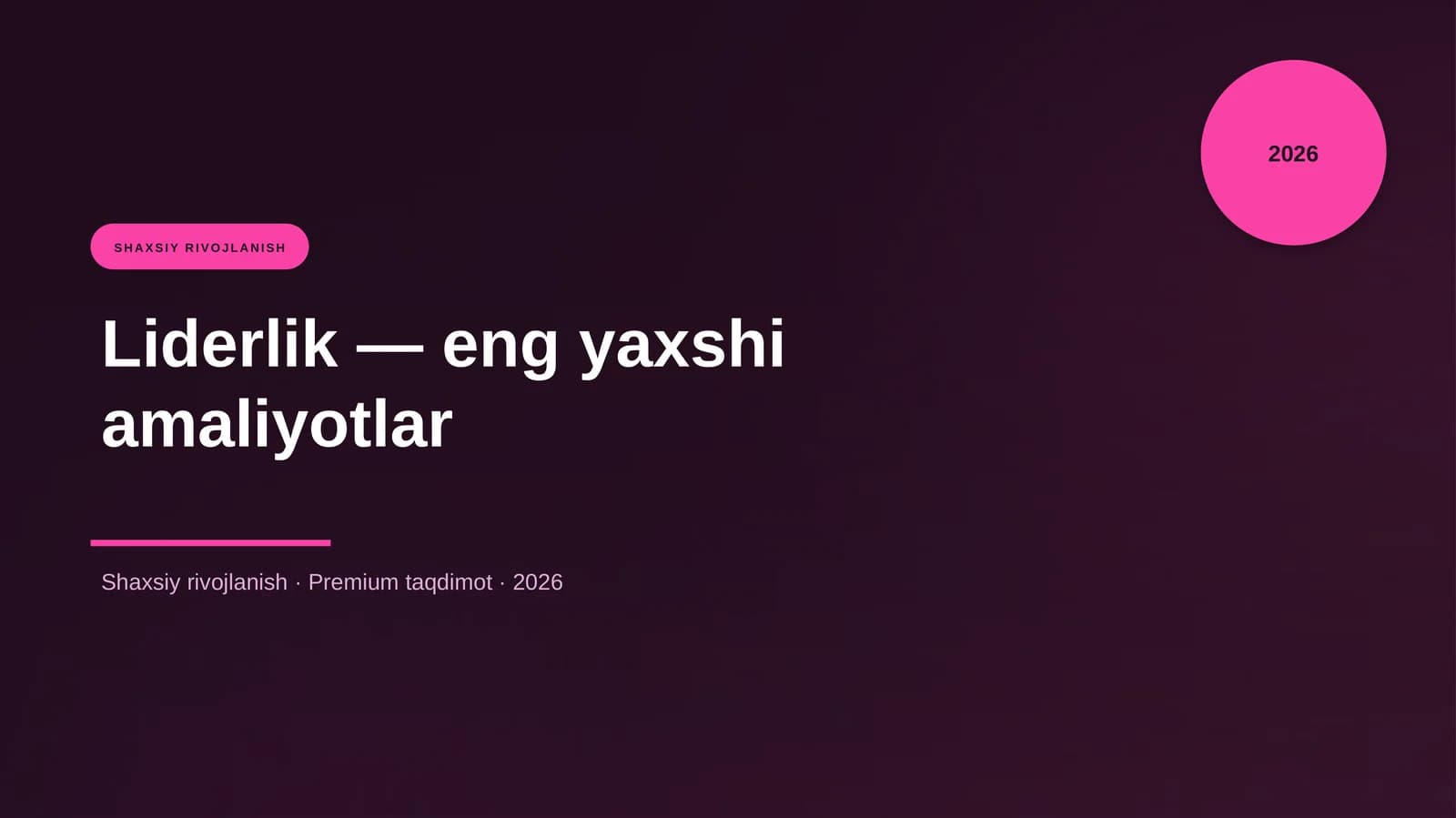 Liderlik — eng yaxshi amaliyotlar