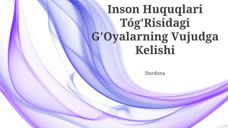 Inson Huquqlari Tóg'Risidagi G'Oyalarning Vujudga Kelishi