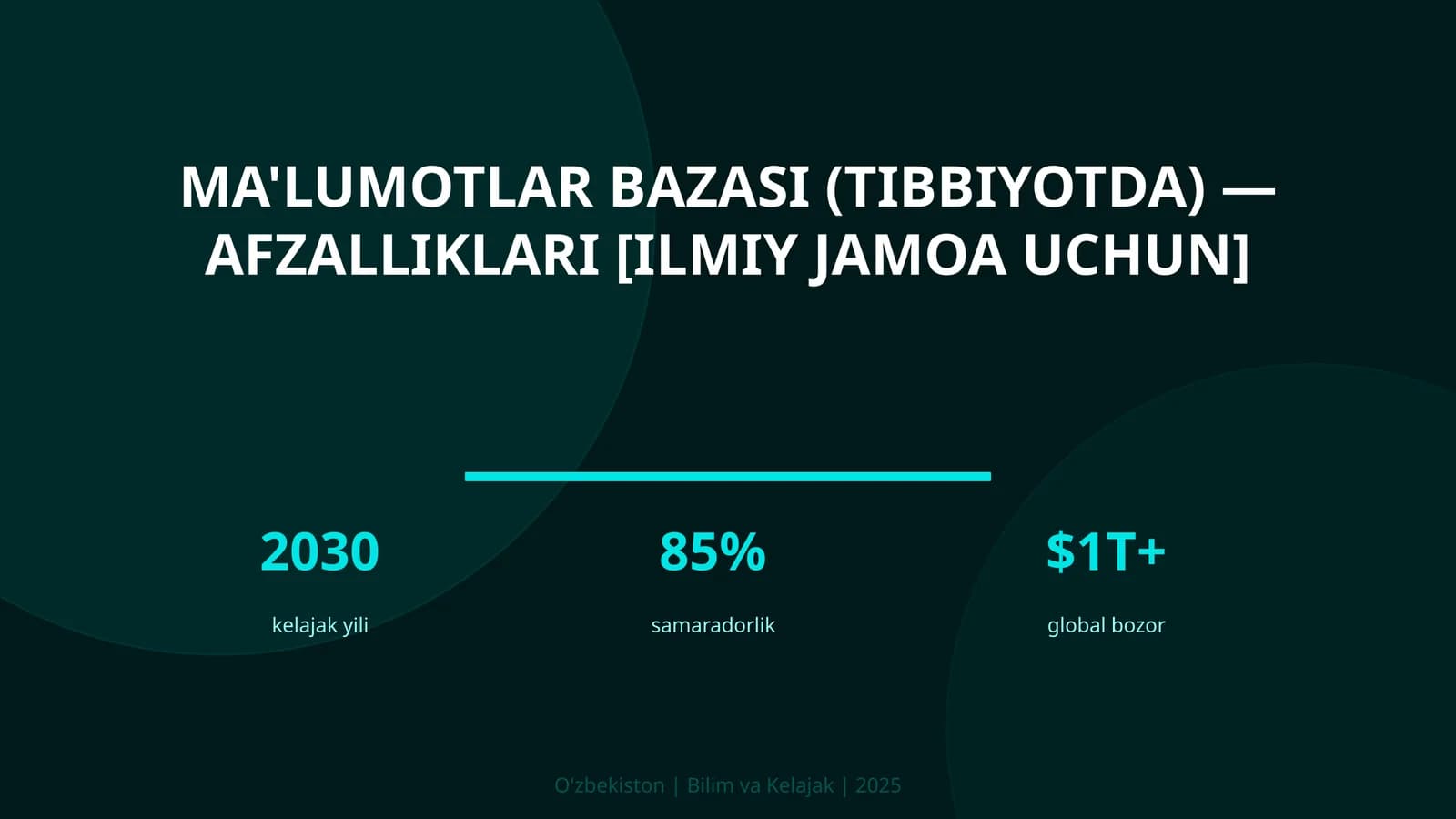 Ma'lumotlar bazasi (tibbiyotda) — afzalliklari [ilmiy jamoa uchun]
