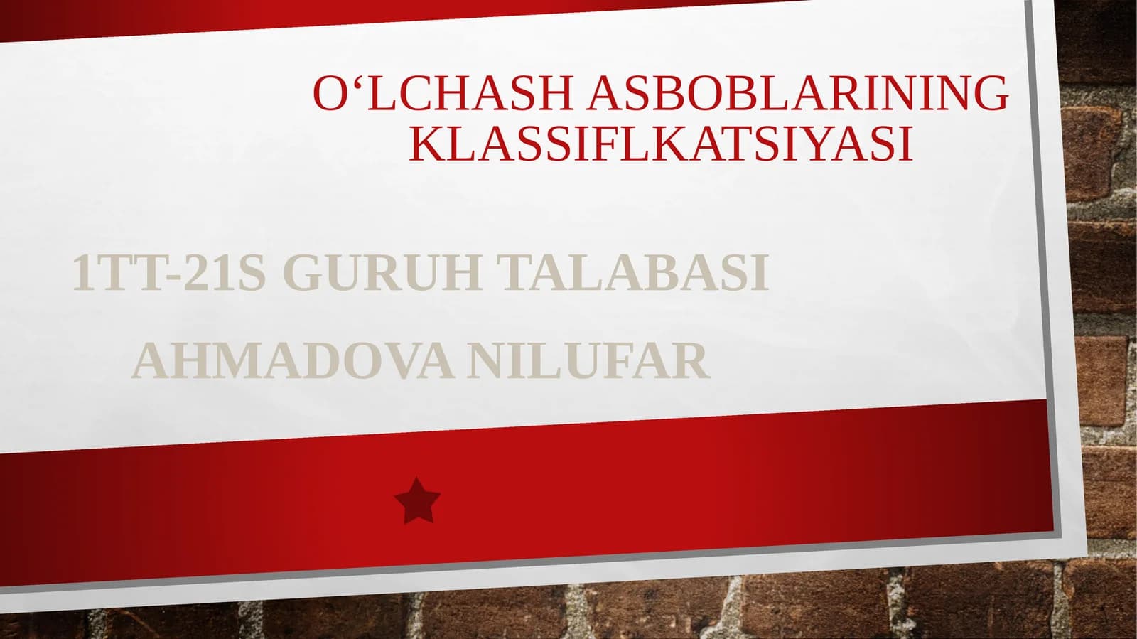 O‘lchashasboblarining klassifikatsiyasi