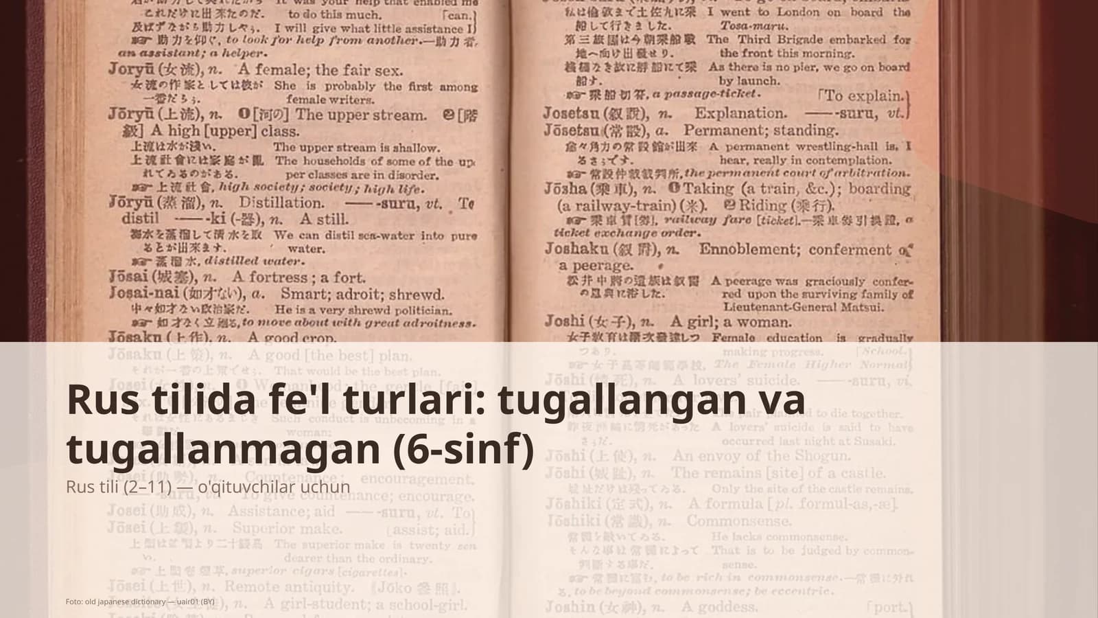 Rus tilida fe'l turlari: tugallangan va tugallanmagan (6-sinf)