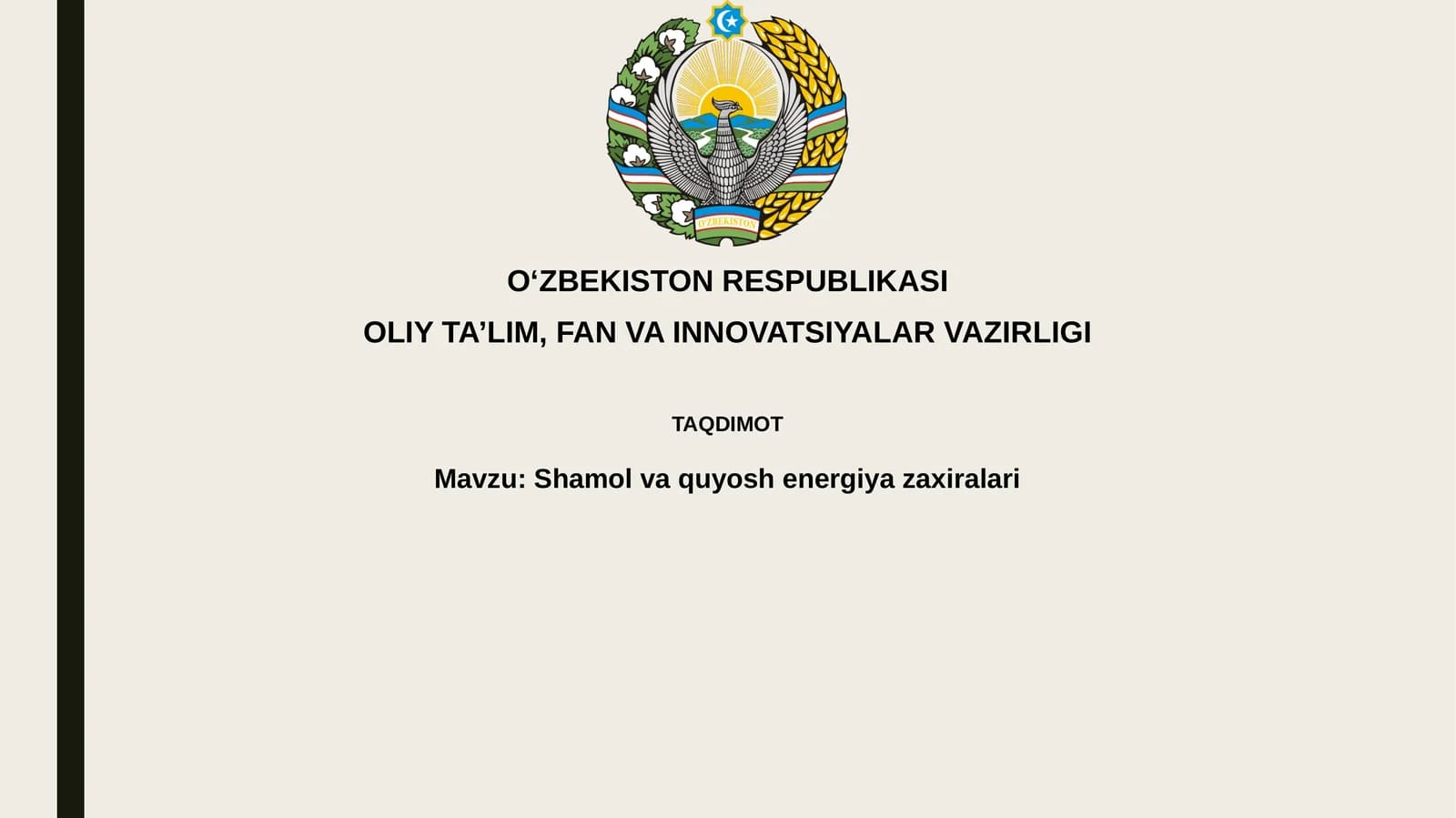 Shamol va quyosh energiyasi zaxiralari