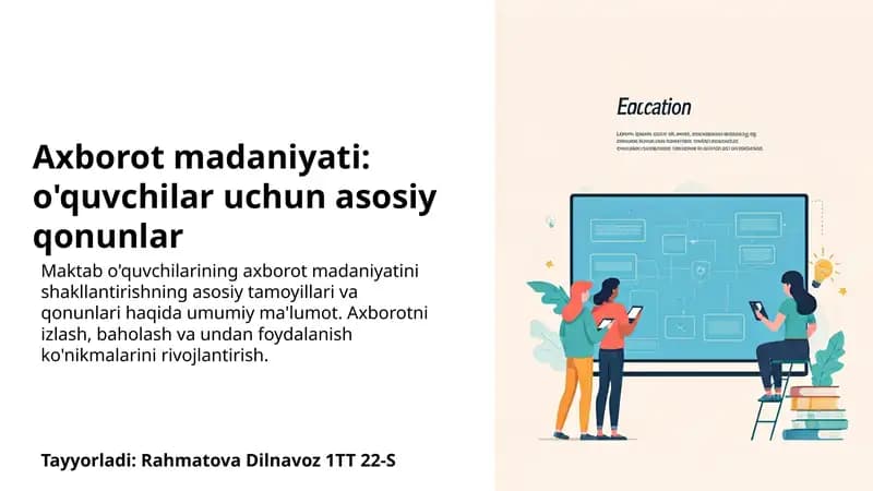Axborot madaniyati: o'quvchilar uchun asosiy qonunlar