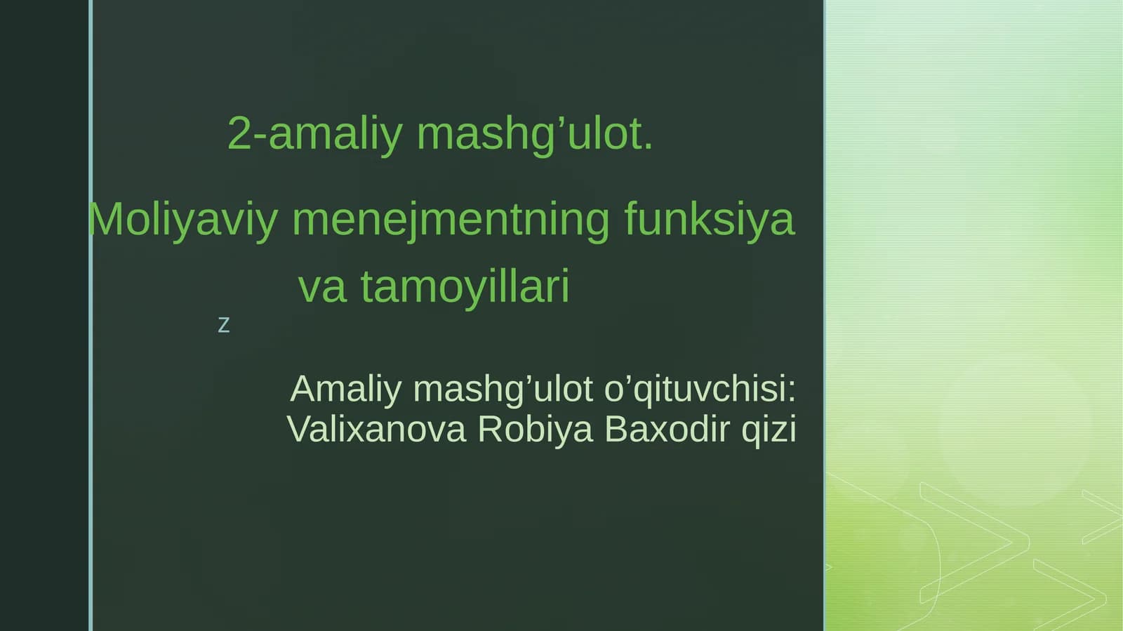 Moliyaviy menejmentning funksiya va tamoyillari
