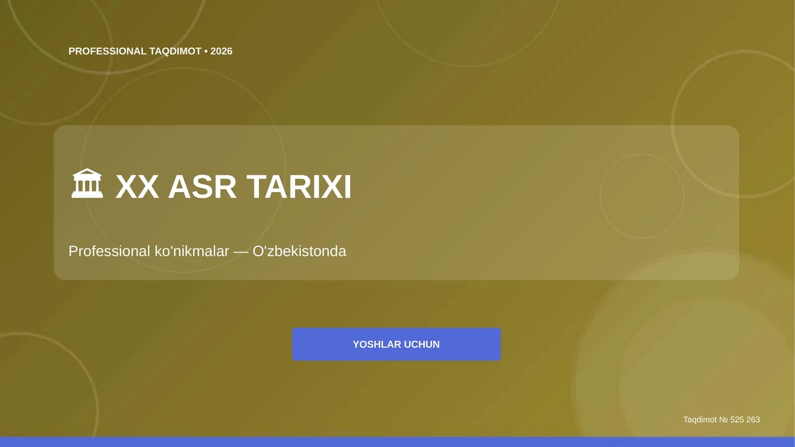 XX asr tarixi: professional ko'nikmalar (O'zbekistonda) [yoshlar uchun]