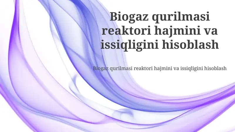 Biogaz O'simlik Reaktori