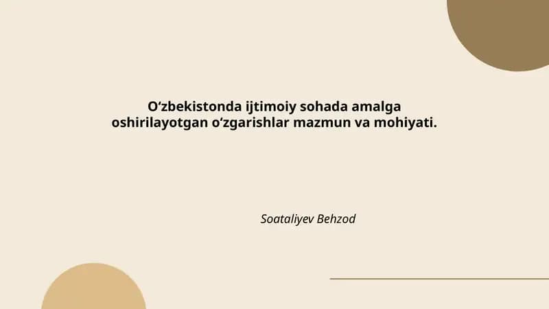 O‘zbekistonda ta'lim tizimining rivojlantirilishi