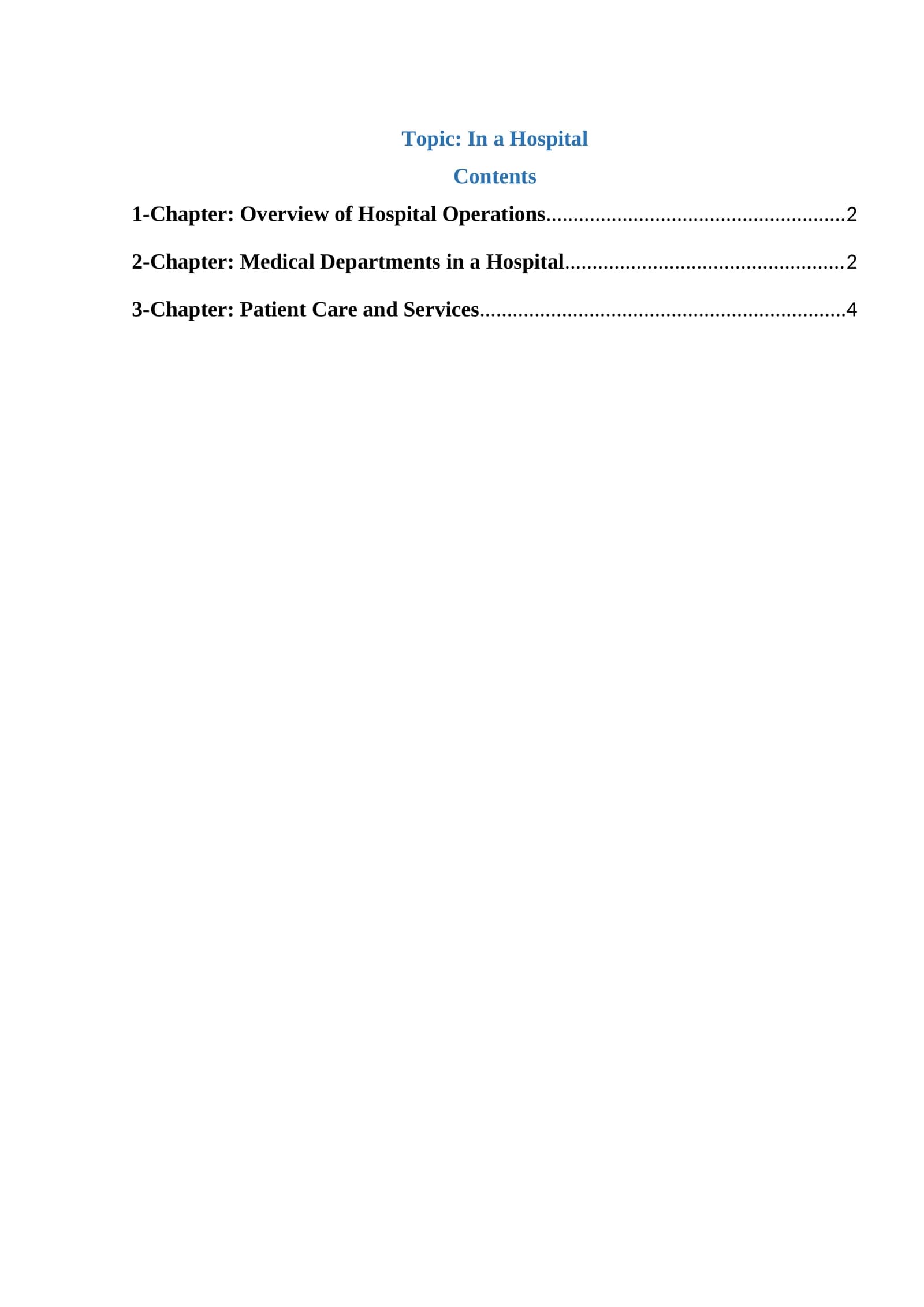 Overview of Hospital Operations
