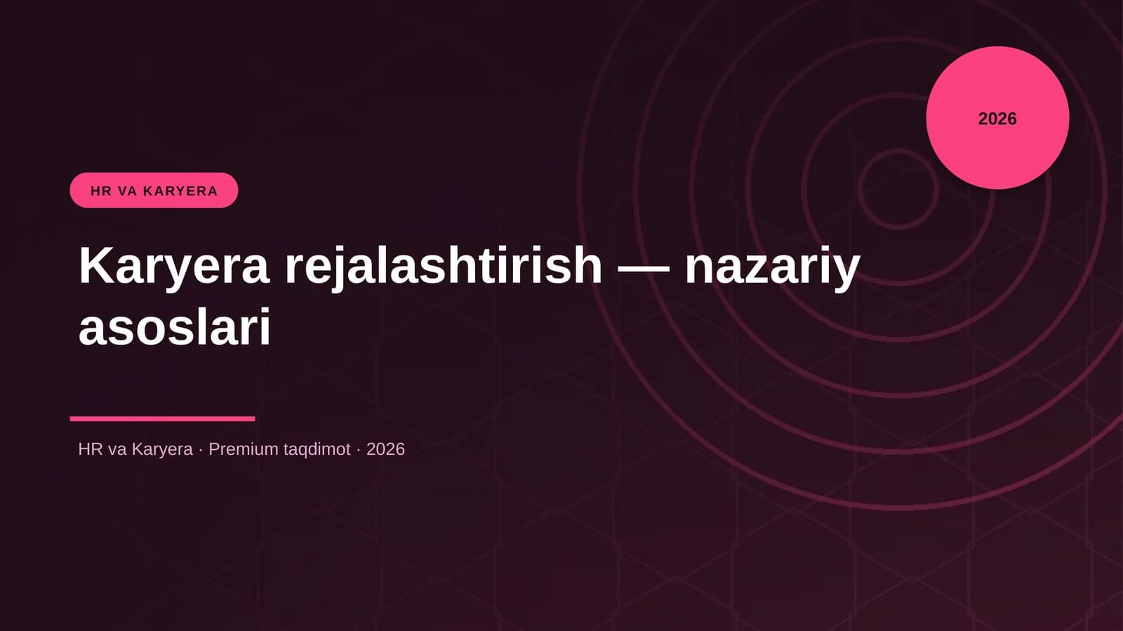 Karyera rejalashtirish — nazariy asoslari
