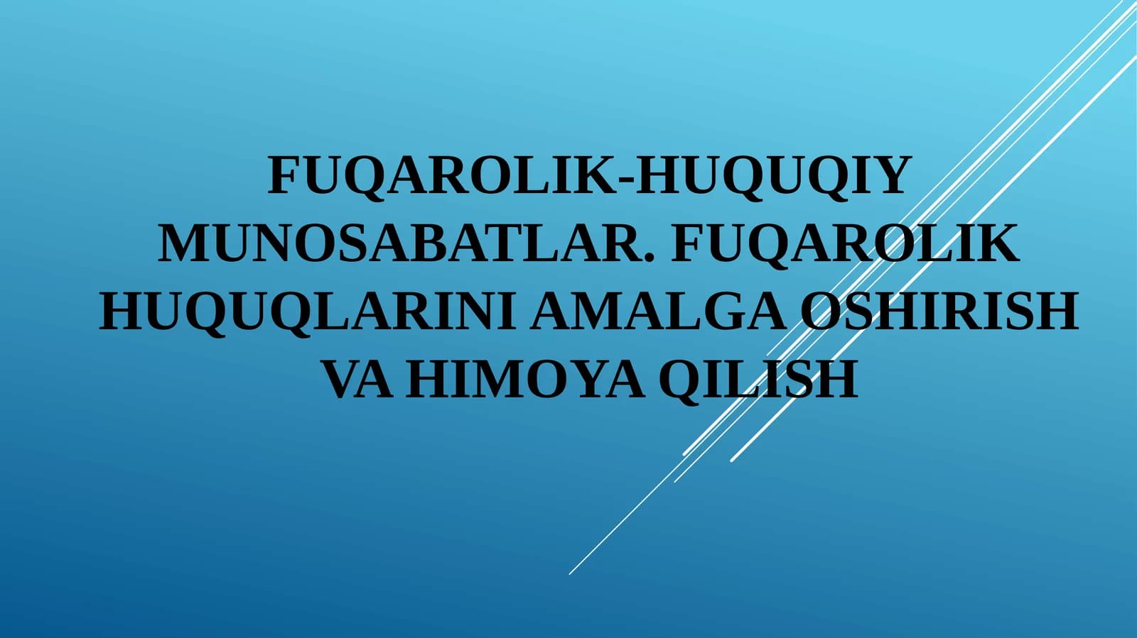 Fuqarolik-huquqiy munosabatlar. Fuqarolik huquqlarini amalga oshirish va himoya qilish