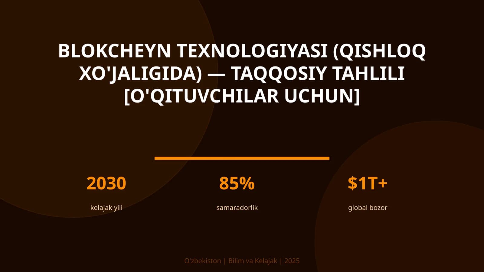 Blokcheyn texnologiyasi (qishloq xo'jaligida) — taqqosiy tahlili [o'qituvchilar uchun]