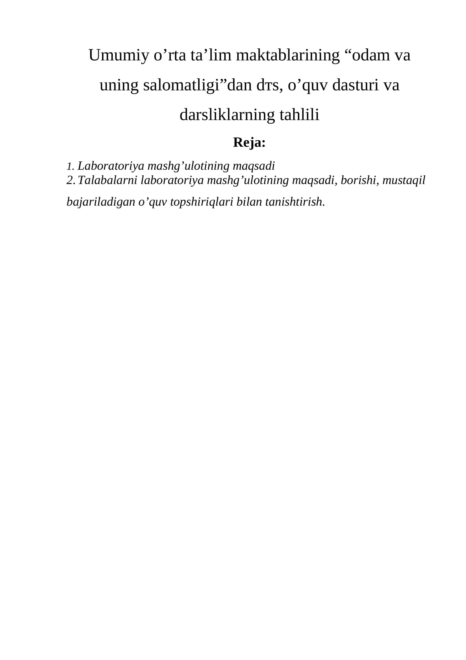 Laboratoriya mashg’uloti tarixi