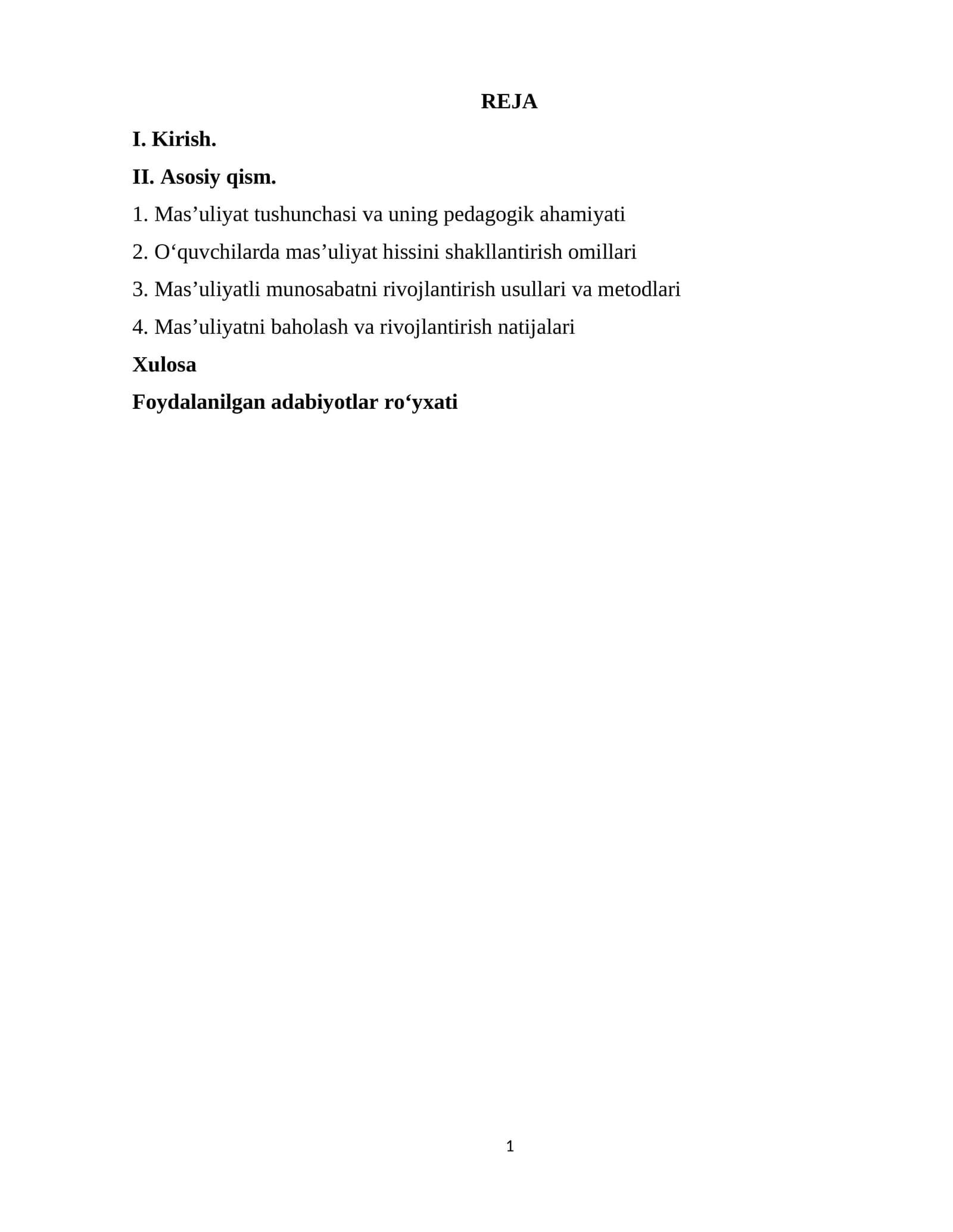 Mas’uliyatning shakllantirilishi va rivojlantirilishi