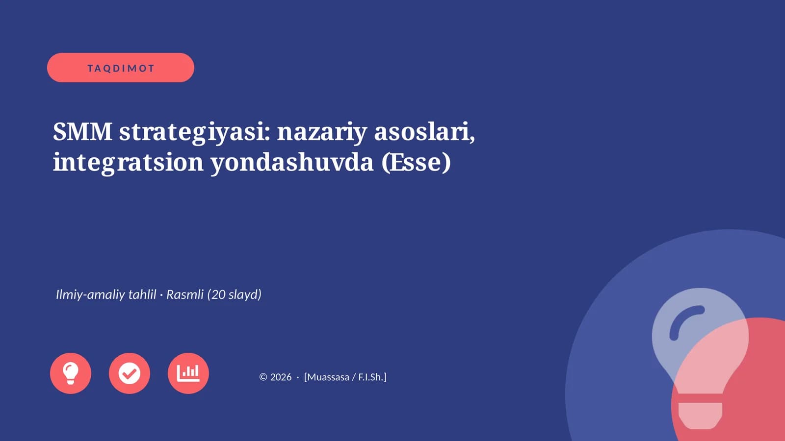 SMM strategiyasi: nazariy asoslari, integratsion yondashuvda (Esse)