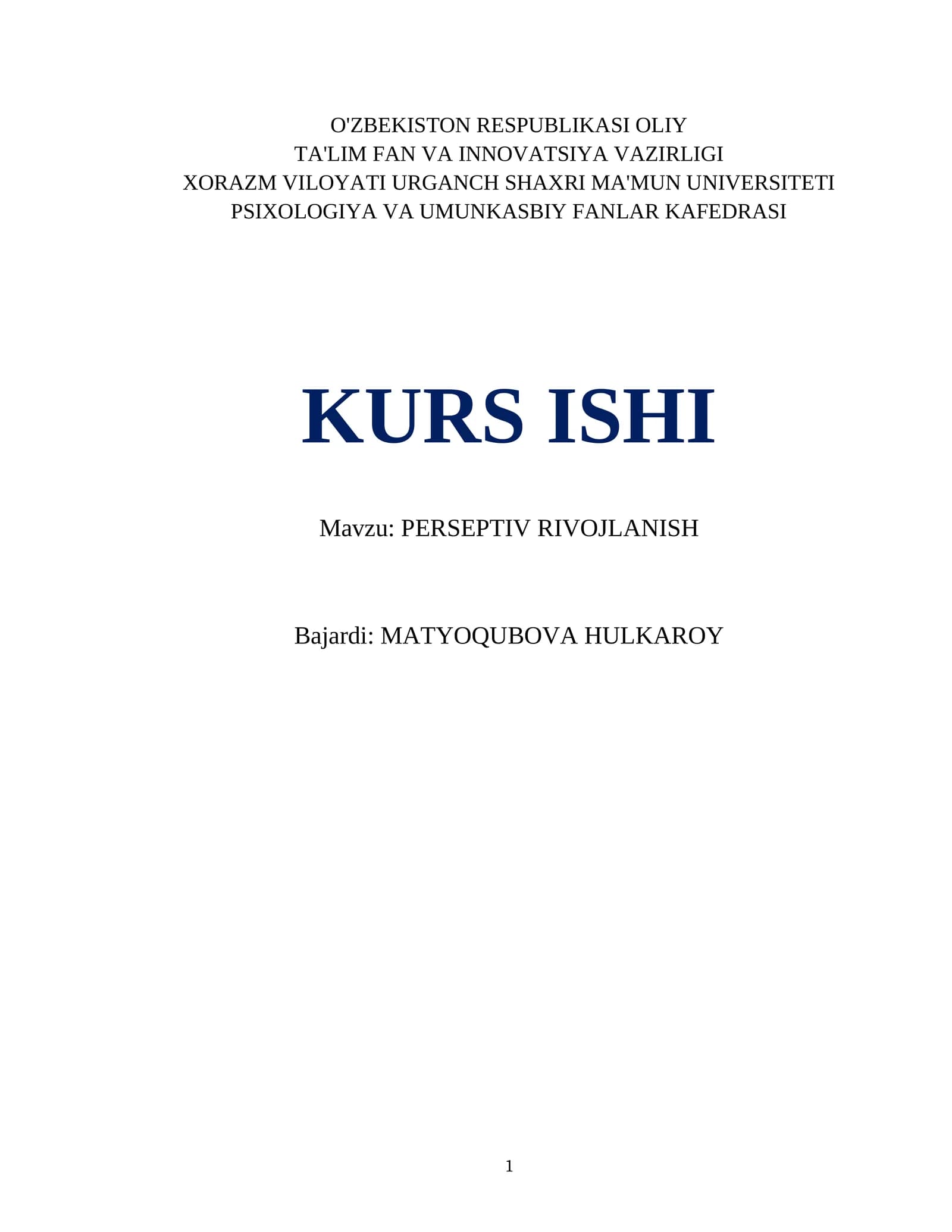 PERSEPTIV RIVOJLANISH