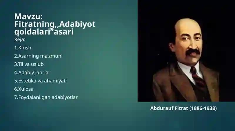 Fitratning,,Adabiyot qoidalariʼʼasari