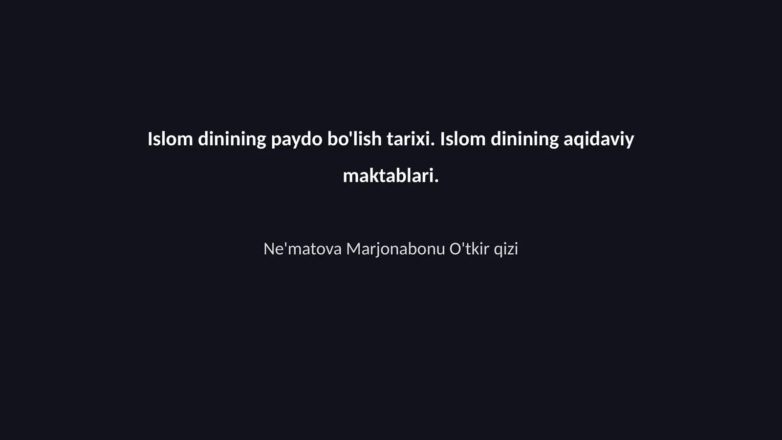 Islom dinining paydo bo'lish tarixi. Islom dinining aqidaviy maktablari
