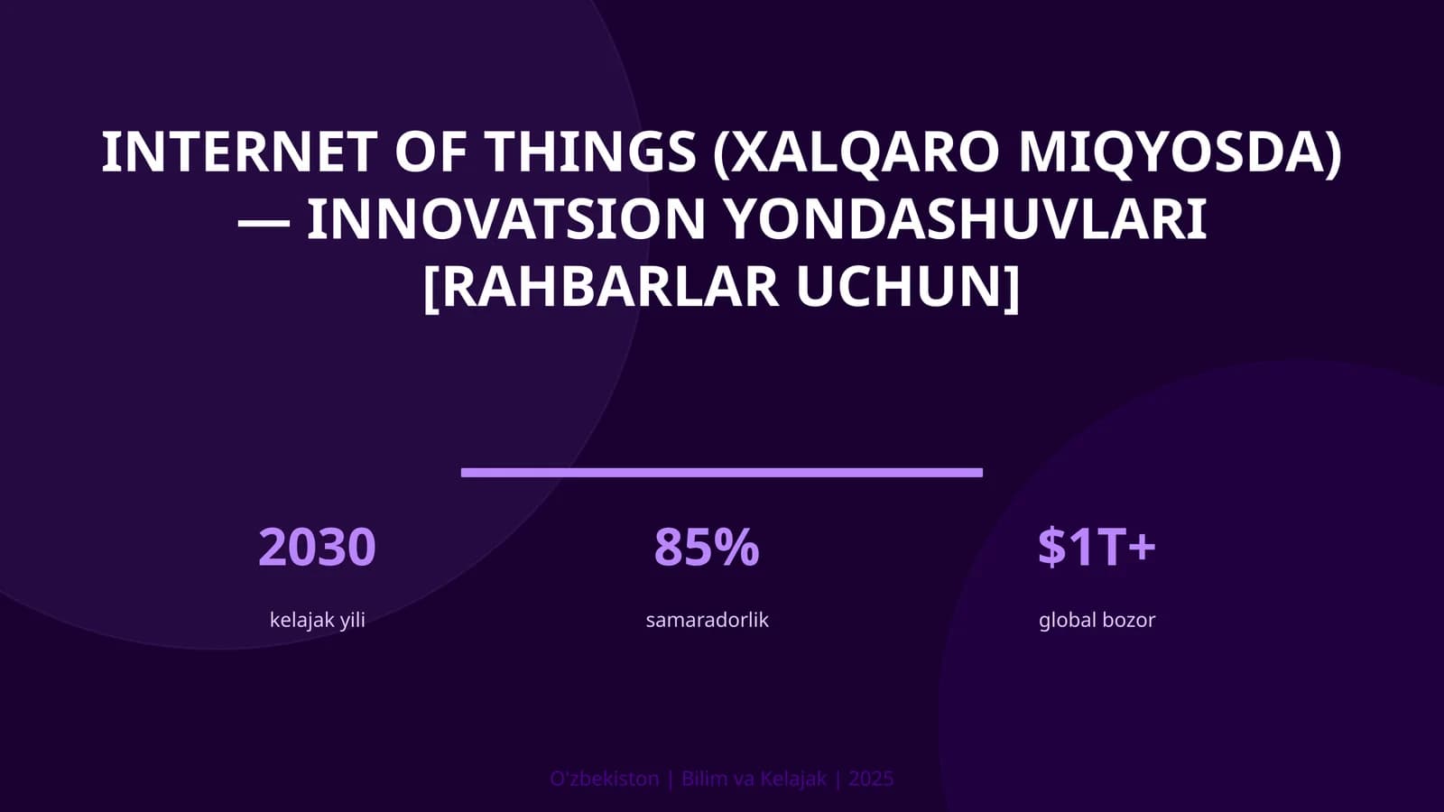 Internet of Things (XALQARO MIQYOSDA) — INNOVATSION YONDASHUVLARI [RAHBARLAR UCHUN]