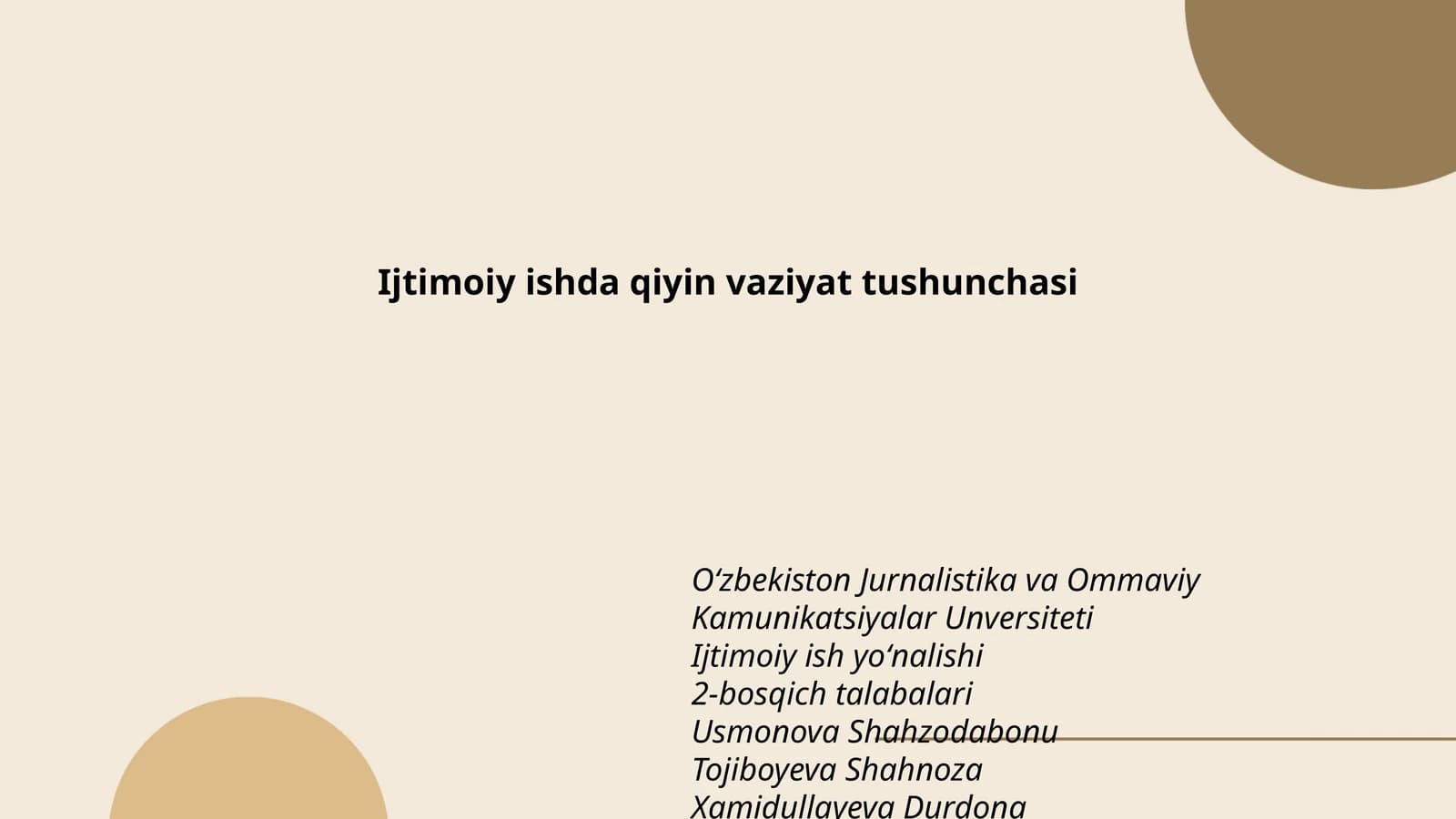 Ijtimoiy ishda qiyin vaziyat tushunchasi