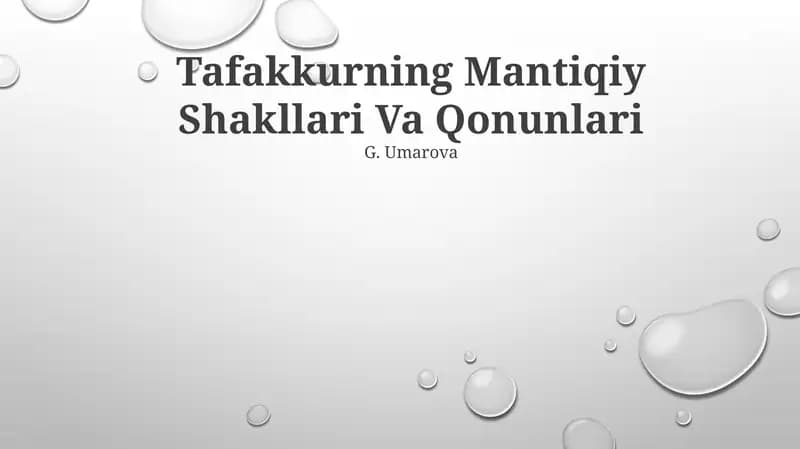 Tafakkurning Mantiqiy Shakllari Va Qonunlari