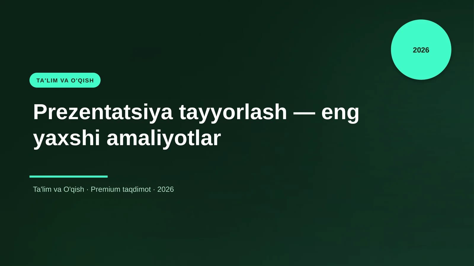 Prezentatsiya tayyorlash — eng yaxshi amaliyotlar
