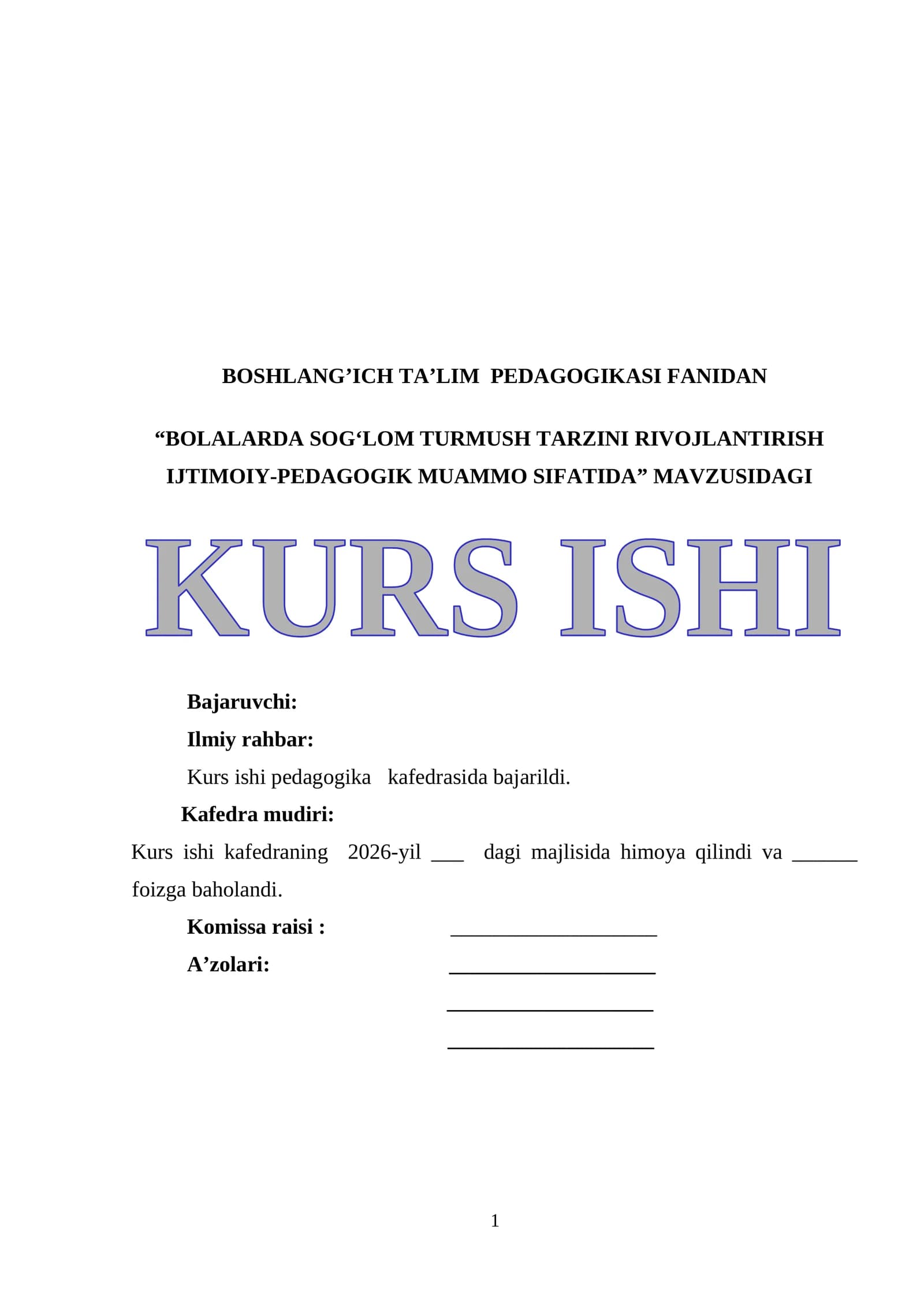 BOLALARDA SOGʻLOM TURMUSH TARZINI RIVOJLANTIRISH IJTIMOIY-PEDAGOGIK MUAMMO SIFATIDA