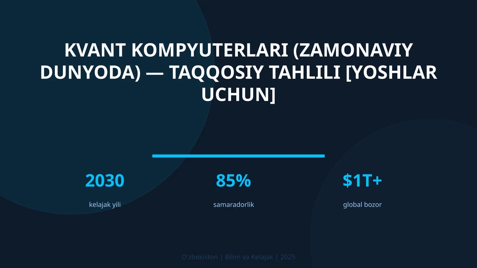 KVANT KOMPYUTERLARI (ZAMONAVIY DUNYODA) — TAQQOSIY TAHLILI [YOSHLAR UCHUN]